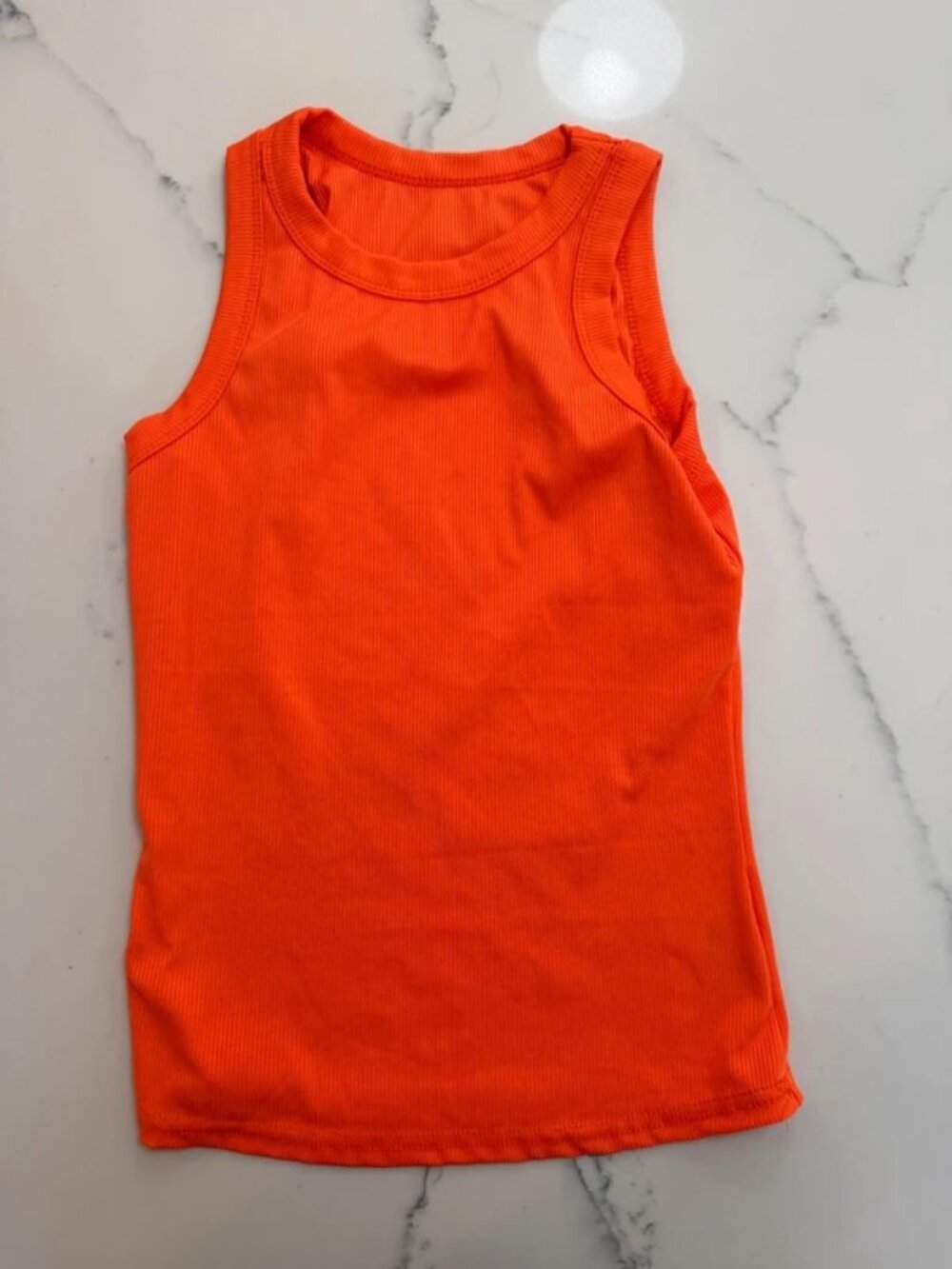 SHEIN Womens Orange Ribbed Tank Top XS